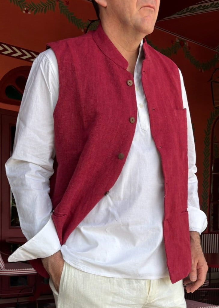 Red Gilet in Linen