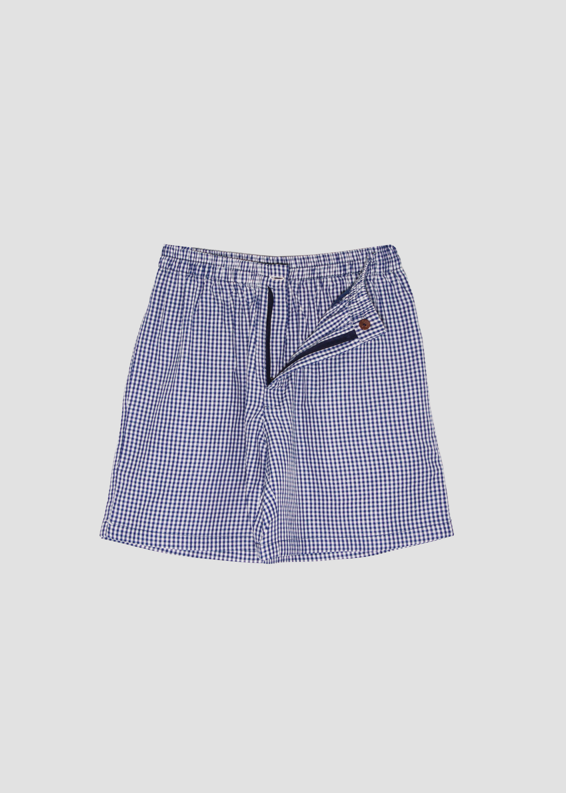 Pantaloni estivi da donna in cotone a quadretti blu, IGI AMA, 100% cotone leggero, chiusura con bottone e zip, vita elasticizzata, taglia unica, made in India, perfetti per outfit casual e look vacanza.