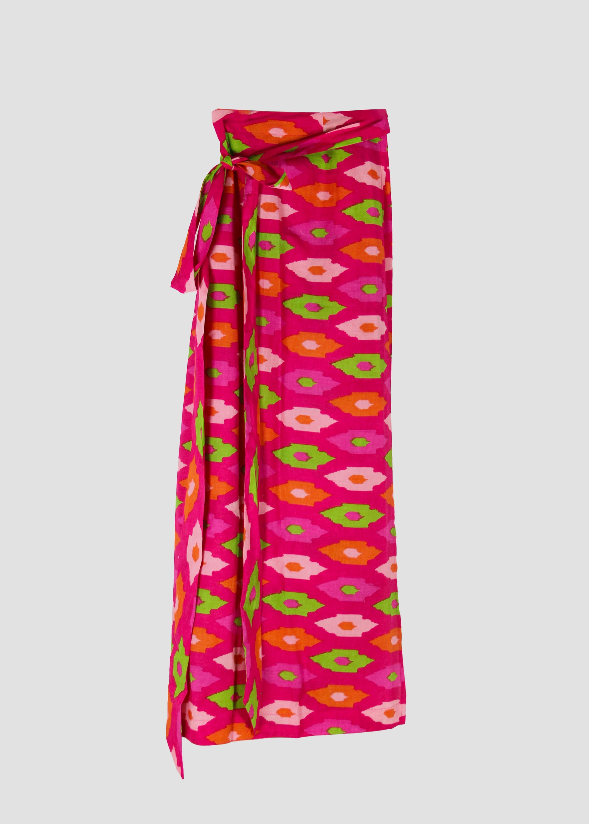 Pareo donna Island Pareo Ikat in 100% cotone con fantasia ikat e chiusura a portafoglio, stile boho chic estivo e versatile, taglia unica.