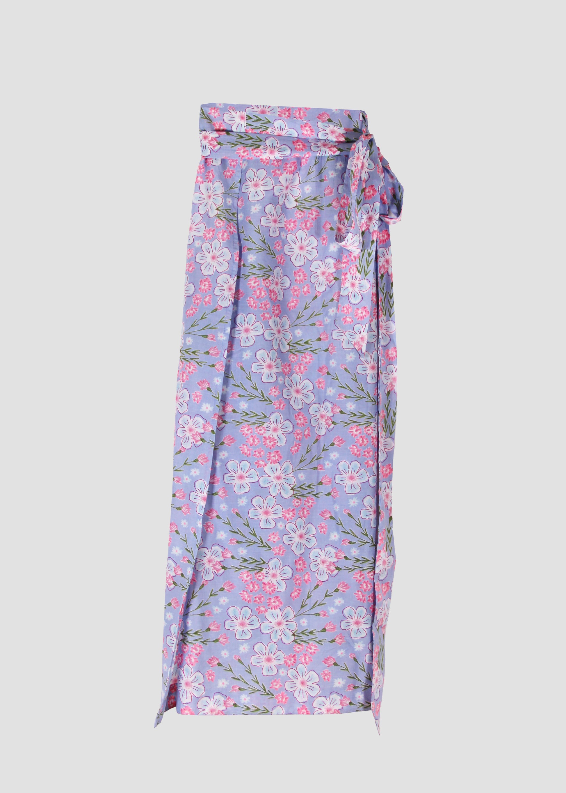 Pareo donna Island Pareo funky flower in 100% cotone con fantasia floreale lilla e chiusura a portafoglio, stile boho chic estivo e leggero, taglia unica.