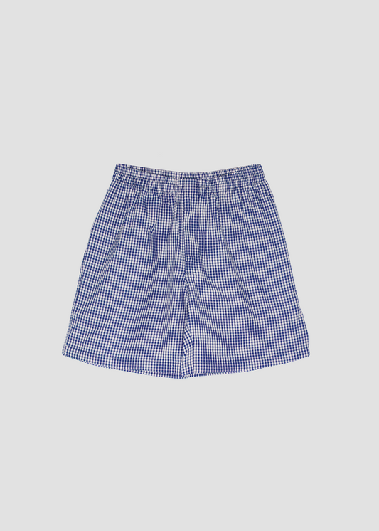Pantaloni estivi da donna in cotone a quadretti blu, IGI AMA, 100% cotone leggero, chiusura con bottone e zip, vita elasticizzata, taglia unica, made in India, perfetti per outfit casual e look vacanza.